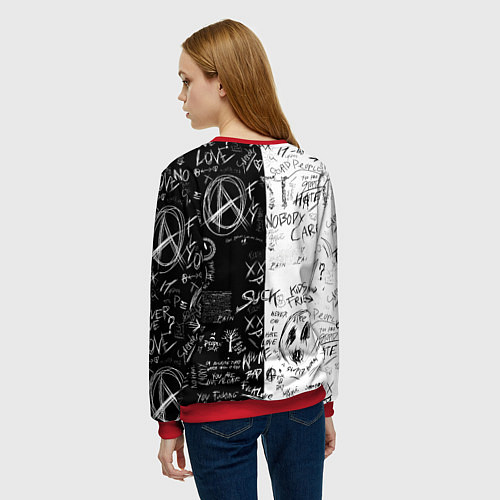 Женский свитшот Шинобу Кочо ахегао - Клинок демонов / 3D-Красный – фото 4