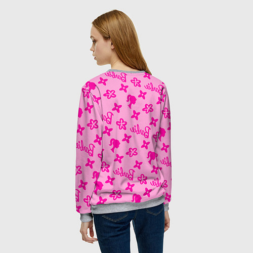 Женский свитшот Барби паттерн розовый / 3D-Меланж – фото 4