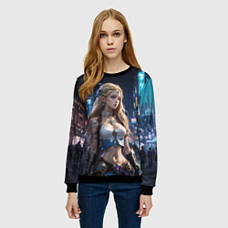 Свитшот женский Принцесса Зельда в киберпанке, цвет: 3D-черный — фото 2