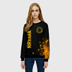 Свитшот женский Nirvana - gold gradient: надпись, символ, цвет: 3D-черный — фото 2