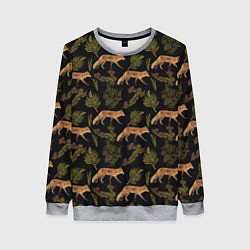 Свитшот женский Лиса и хвоя, цвет: 3D-меланж