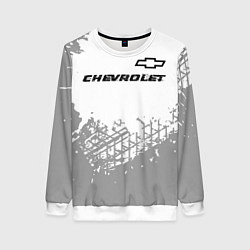 Свитшот женский Chevrolet speed на светлом фоне со следами шин: си, цвет: 3D-белый