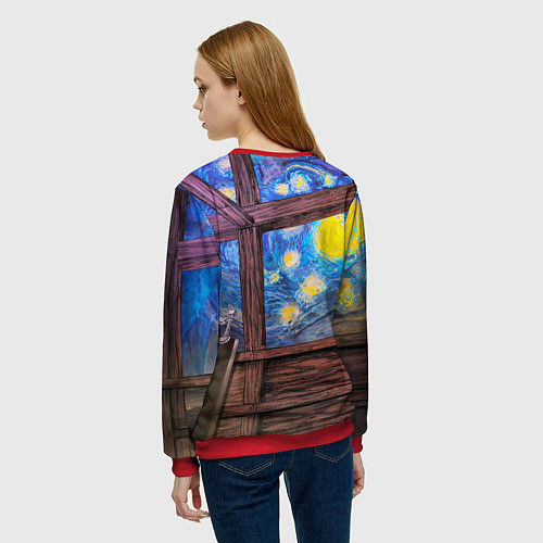 Женский свитшот Берсерк и небо Ван Гога / 3D-Красный – фото 4