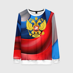 Свитшот женский Золотой герб России, цвет: 3D-белый