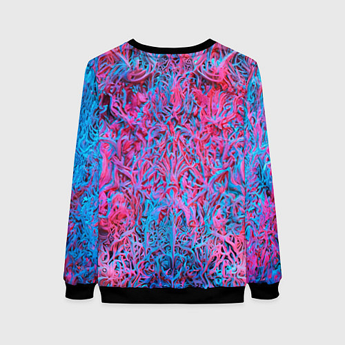 Женский свитшот Лис из розово-голубых узоров / 3D-Черный – фото 2