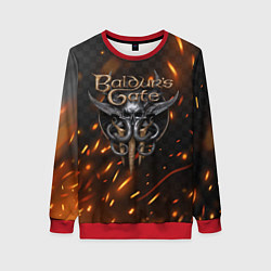 Свитшот женский Baldurs Gate 3 logo fire, цвет: 3D-красный