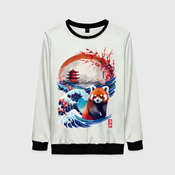 Свитшот женский Красная панда на охоте, цвет: 3D-черный