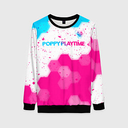Свитшот женский Poppy Playtime neon gradient style: символ сверху, цвет: 3D-черный