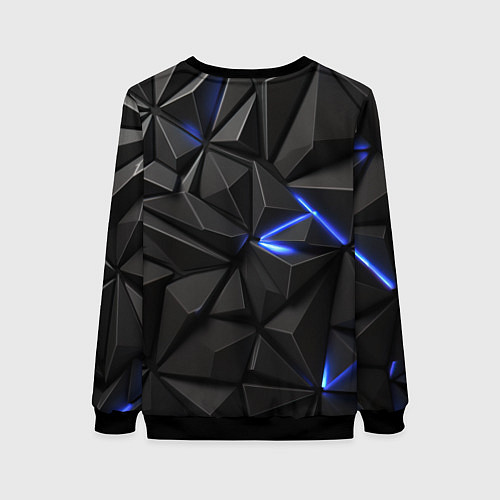 Женский свитшот Неоновое синее свечение на черном / 3D-Черный – фото 2
