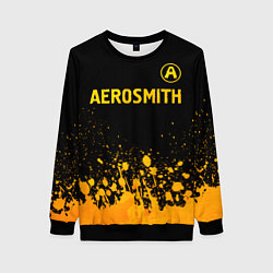 Свитшот женский Aerosmith - gold gradient: символ сверху, цвет: 3D-черный