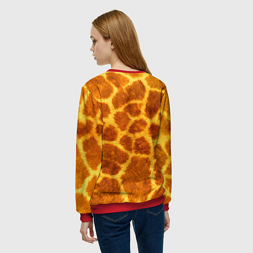 Женский свитшот Шкура жирафа - текстура / 3D-Красный – фото 4