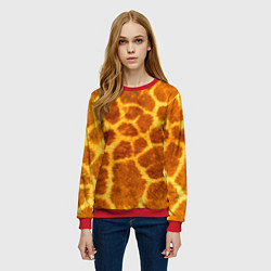 Свитшот женский Шкура жирафа - текстура, цвет: 3D-красный — фото 2