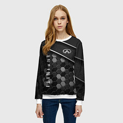 Свитшот женский Infiniti - черный металл, цвет: 3D-белый — фото 2