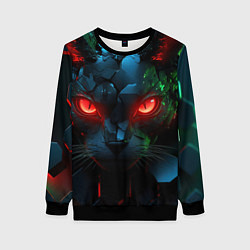 Свитшот женский Cyberpunk cat, цвет: 3D-черный
