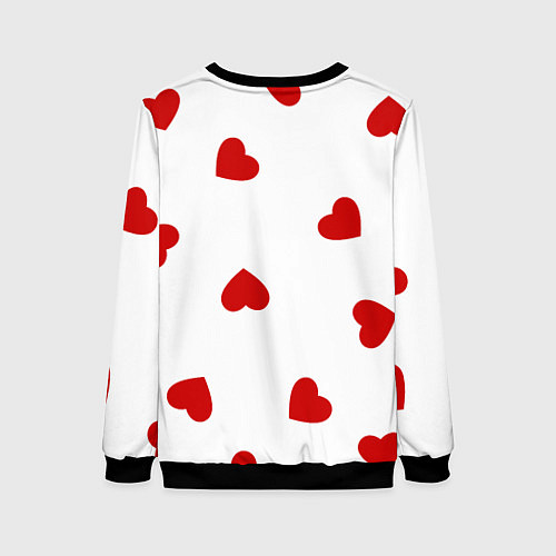 Женский свитшот Красные сердечки на белом / 3D-Черный – фото 2