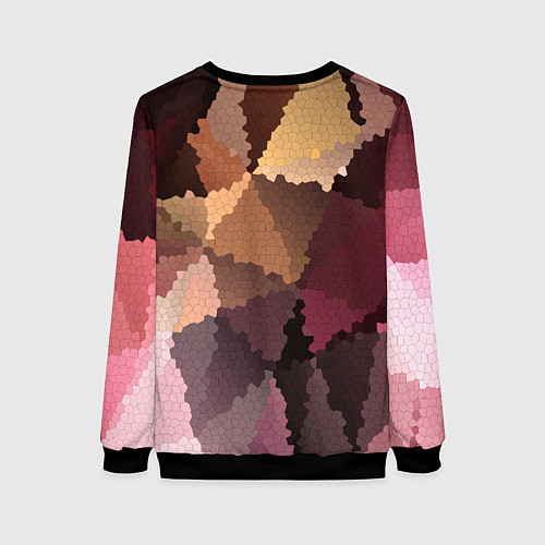 Женский свитшот Мозаика в коричнево-розовых тонах / 3D-Черный – фото 2