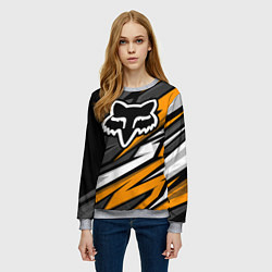 Свитшот женский Fox motocross racing - orange, цвет: 3D-меланж — фото 2