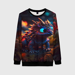 Свитшот женский Дракончик и осень, цвет: 3D-черный