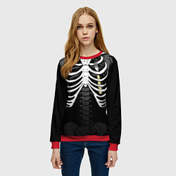 Свитшот женский Скелет: ребра с вилкой, цвет: 3D-красный — фото 2