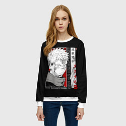 Свитшот женский Итадори юджи - Магическая битва, цвет: 3D-белый — фото 2