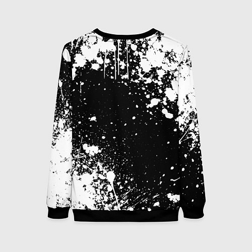 Женский свитшот Черный клевер - брызги и бык / 3D-Черный – фото 2
