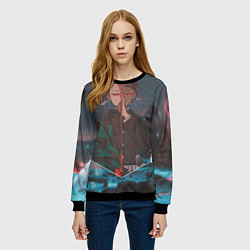 Свитшот женский Клинок рассекающий демонов Tanjirou Kamado, цвет: 3D-черный — фото 2