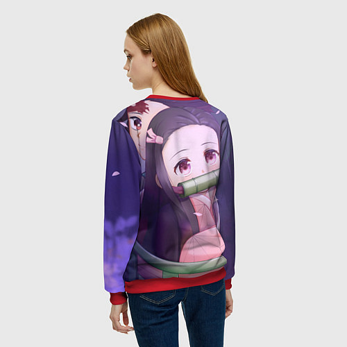 Женский свитшот Клинок рассекающий демонов Тандзиро Нэдзуко Kamado / 3D-Красный – фото 4