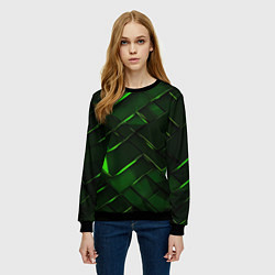 Свитшот женский Зеленые элементы абстракция, цвет: 3D-черный — фото 2