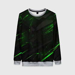 Свитшот женский Dark black green abstract, цвет: 3D-меланж