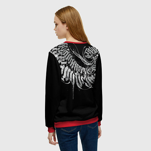 Женский свитшот Каллиграфическая спираль / 3D-Красный – фото 4