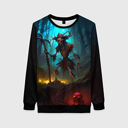 Свитшот женский Скелет в мрачном лесу, цвет: 3D-черный