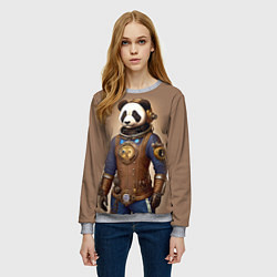 Свитшот женский Крутой панда в стиле стимпанк - нейросеть, цвет: 3D-меланж — фото 2