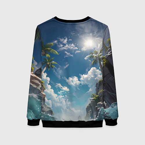 Женский свитшот Девушка в купальник на море / 3D-Черный – фото 2