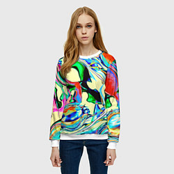 Свитшот женский Яркие абстрактные разводы, цвет: 3D-белый — фото 2