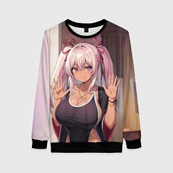 Свитшот женский Милая аниме блондинка, цвет: 3D-черный