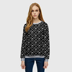 Свитшот женский Черепа и кости - чёрный, цвет: 3D-меланж — фото 2