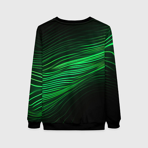 Женский свитшот Green neon lines / 3D-Черный – фото 2