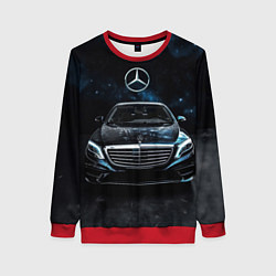 Свитшот женский Mercedes Benz space background, цвет: 3D-красный