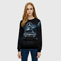 Свитшот женский Mercedes Benz black, цвет: 3D-черный — фото 2