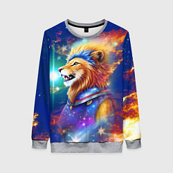 Свитшот женский Космический лев - неоновое свечение, цвет: 3D-меланж