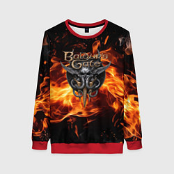 Свитшот женский Baldurs Gate 3 fire logo, цвет: 3D-красный
