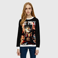 Свитшот женский Злой Луффи из One Piece, цвет: 3D-белый — фото 2
