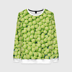 Свитшот женский Узор из теннисных мячей, цвет: 3D-белый