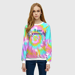 Свитшот женский I am Kenough - retro tie-dye, цвет: 3D-белый — фото 2