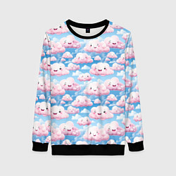 Свитшот женский Кавайные милые облока, цвет: 3D-черный