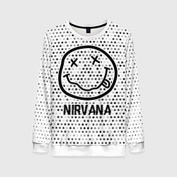 Женский свитшот Nirvana glitch на светлом фоне