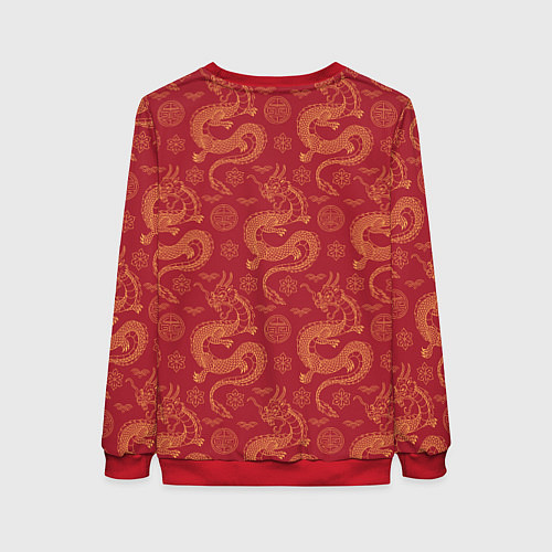Женский свитшот Dragon red pattern / 3D-Красный – фото 2