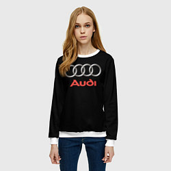 Свитшот женский Audi sport на чёрном, цвет: 3D-белый — фото 2