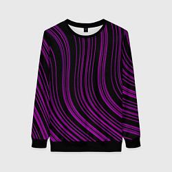 Свитшот женский Абстракция фиолетовые линии, цвет: 3D-черный