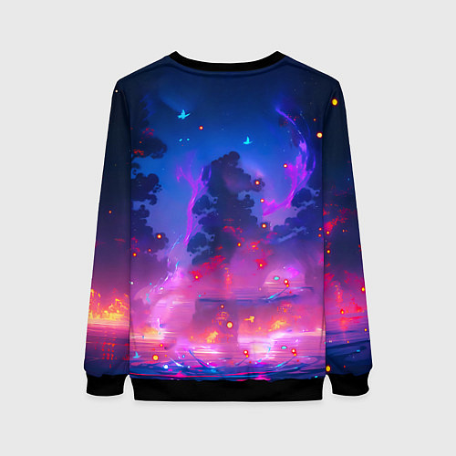 Женский свитшот Шогун Райден - Геншин Импакт / 3D-Черный – фото 2